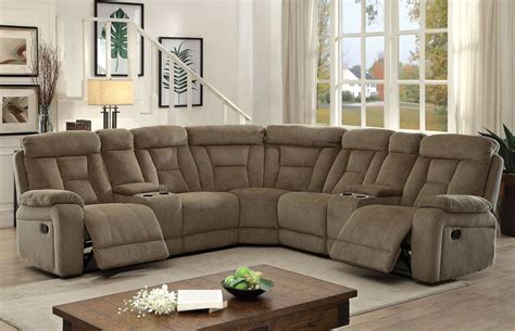 Maybell Mocha Recliner Sectional, CM6773MC-SECTIONAL, Furniture of America