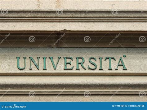 Detail of the Sign on the Main Entrance Door To the University, Access To Academic Education ...