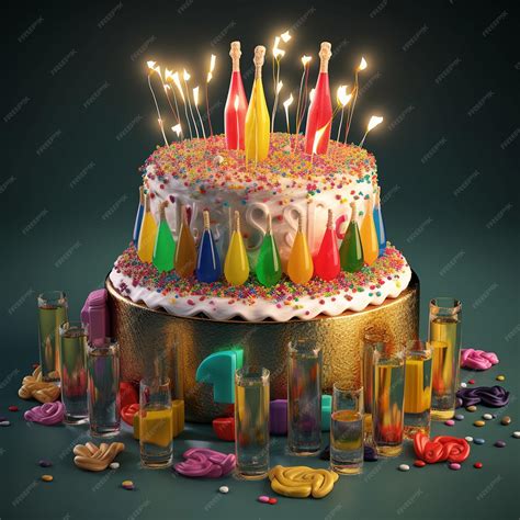 Premium AI Image | a birthday cake with candles and a birthday cake ...