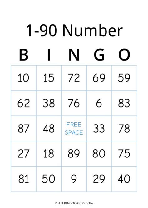 1-90 Number Bingo