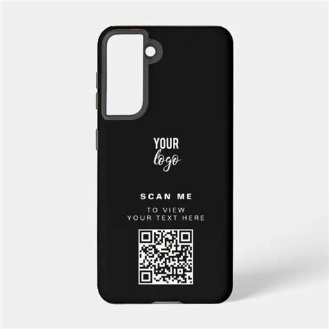 QR Code Business Logo Black Minimalist Corporate Samsung Galaxy Case | Zazzle