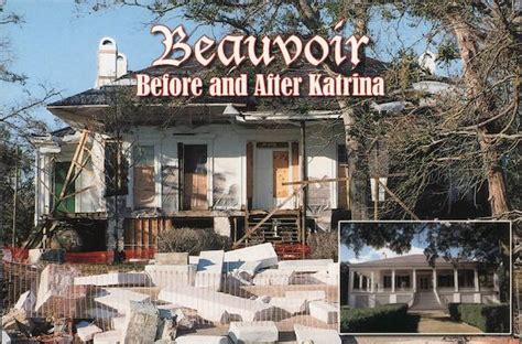 Beauvoir Home of Jefferson Davis Before & After Hurricane Katrina Biloxi, MS Postcard