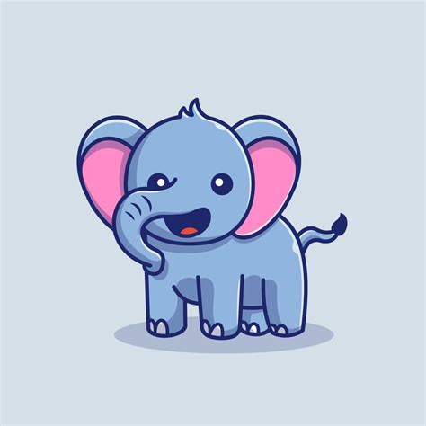 Cute Elephant Smiling Cartoon Vector Icon Illustration. Animal Nature ...