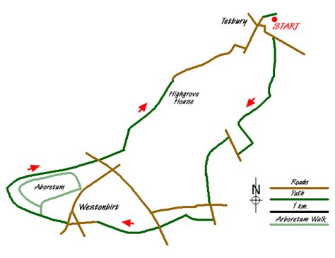 Westonbirt Arboretum from Tetbury | route map