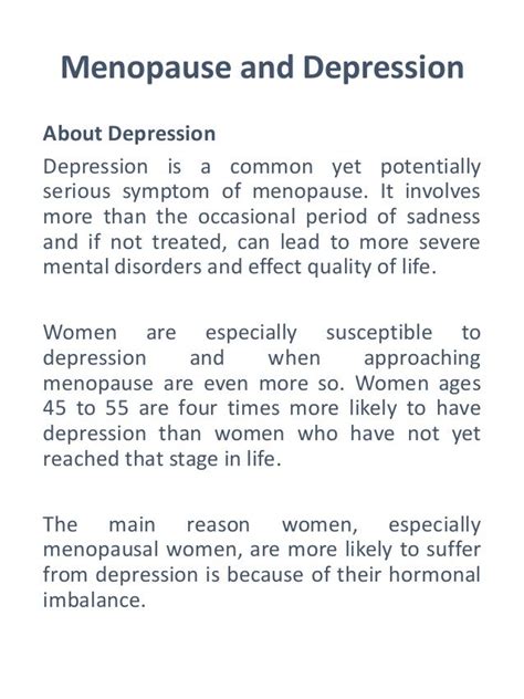 Menopause and depression