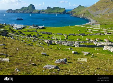 Village of St. Kilda. Village Bay. St. Kilda Island. Outer Hebrides ...