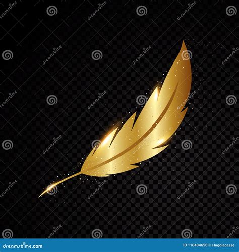 Gold Feather Vector Illustration Stock Vector - Illustration of gold, sparkles: 110404650