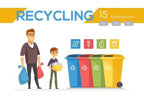 Recycling - Cartoon Illustration | Cartoon people, Cartoon illustration ...