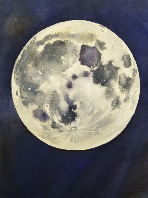 The full moon | Galaxy art painting, Watercolor moon, Painting art projects