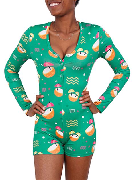 Frecoccialo - Womens Cute Cartoon Printed Long Sleeve Sleepwear Adult Knitted Pajamas Rompers ...