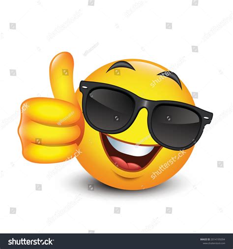 Cute Emoticon Sunglasses Thumb Emoji Vector Stock Vector (Royalty Free ...