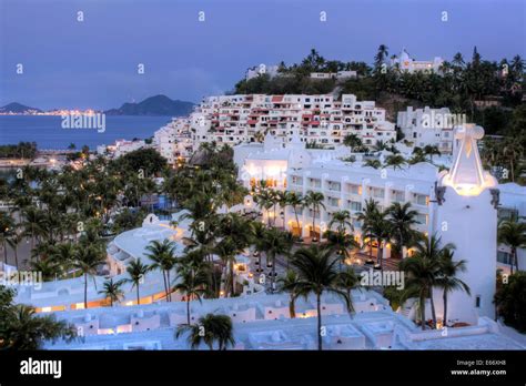 Resort hotel complex of Las Hadas at twilight in Manzanillo, Colima, Mexico Stock Photo - Alamy