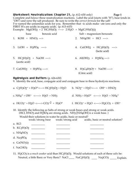 Neutralization Worksheet