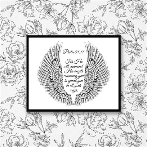 Angel Wings Wall Decor Bible Verse Wall Art Printable | Etsy