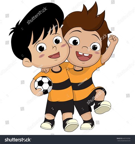 Niños del fútbol de caricatura. Dos: vector de stock (libre de regalías) 443145760 | Shutterstock