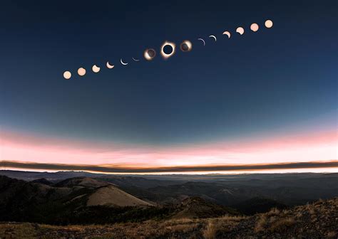 Progression of the Solar Eclipse seen from Fields Peak in Malheur National Forest Oregon [2048 x ...