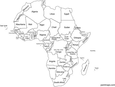 Africa Map Black And White Png - wallpaper png