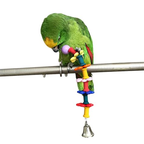 Colorful bird cage Parrot Macaw Cage Chew Bell Toys Swing Scratcher Cockatiel Parakeet Birds Toy ...