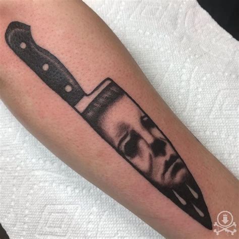 Awesome Michael Meyer's knife tattoo by David Carreras. #12ozstudios # ...