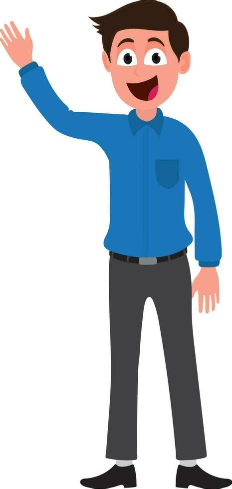 Character of young man waving hand. 24225233 Vector Art at Vecteezy