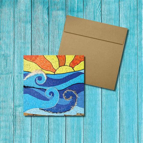 Printable Sun and Sea Mosaic Greeting Card Supports Beach - Etsy