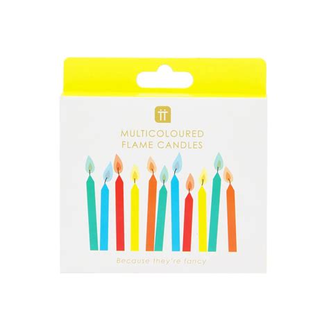 Rainbow Candles with Coloured Flames 12PK | Paper Tiger