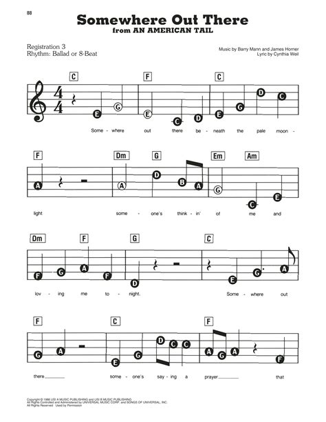 Somewhere Out There by Linda Ronstadt & James Ingram Sheet Music for E-Z Play Today at Sheet ...