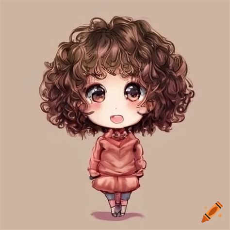 Chibi asian girl with curly hair on Craiyon