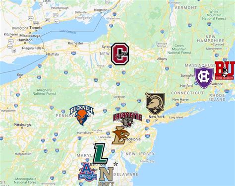 Patriot League Map | Teams | Logos