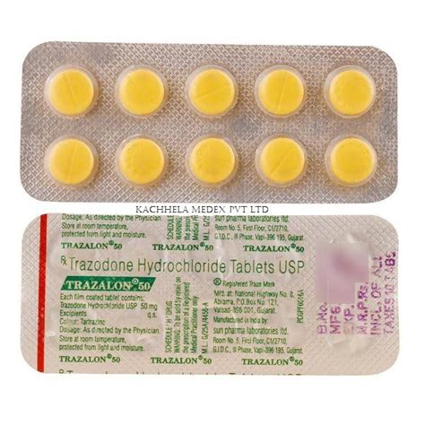 Trazodone 50 MG, Pack Size: 1x10 TAB, Rs 70/strip Kachhela Medex ...