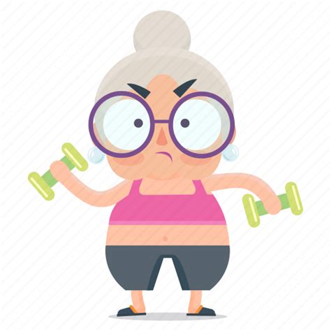 Emoji, emoticon, old, sticker, woman, workout icon - Download on Iconfinder