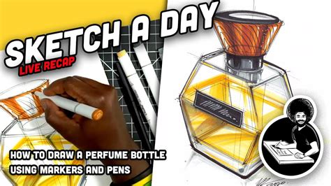 Industrial Design Sketching: How to draw a glass perfume bottle with markers and pens - YouTube