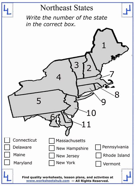 Northeast States And Capitals Quiz Printable