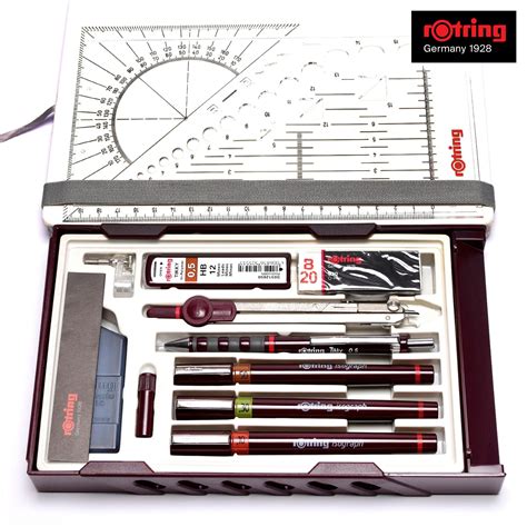 rOtring Isograph Technical Drawing Pen Set - Master College Set with Compass and Adaptor for ...