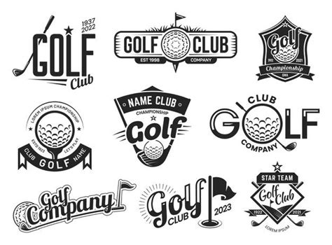 set of golf club emblems and badges