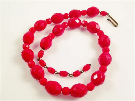 Vintage Red Glass Beaded Necklace – Signed West Germany – Cherry Red ...