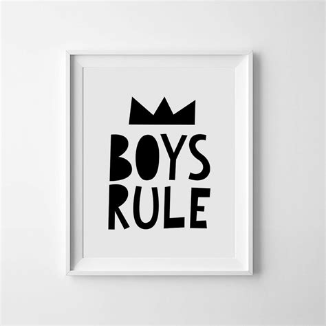 Boys room decor nursery print Typography poster Black and