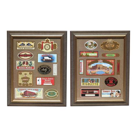 Vintage Cigar Box Labels Mounted and Framed - Set of 2 | Chairish