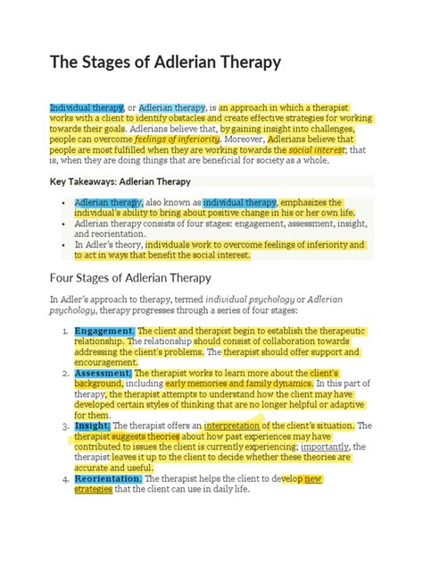 The Stages of Adlerian Therapy | PDF | Psychotherapy | Psychology