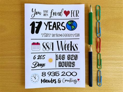 Printable 17th Birthday Card 17th Birthday Loved for 17 | Etsy