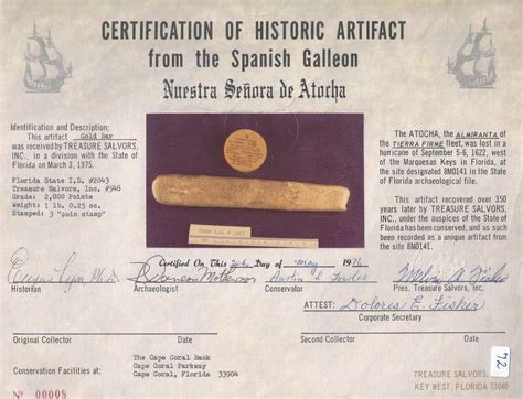 Gold "finger" bar from the Atocha, ingot #548, 455 grams, marked with ...