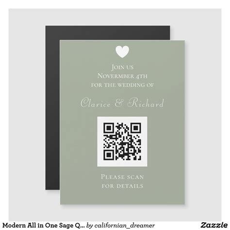 Modern All in One Sage QR Code Wedding Invitation Modern Wedding ...