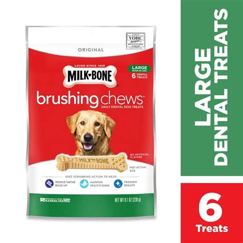 Milk-Bone Brushing Chews Daily Dental Dog Treats, Large, 8.1 Ounces, 6 Bones Per Bag - Walmart ...