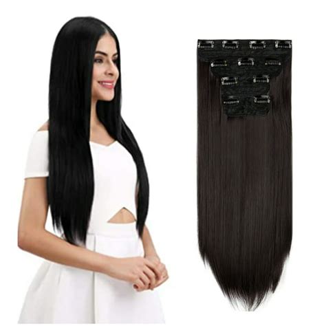 4Pcs Clip in Straight Hair Extensions, Natural Straight Hairpieces with ...