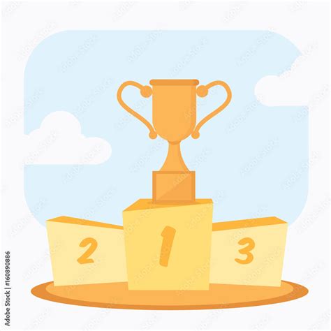 trophy cup prize goblet on first podium cartoon vector illustration Stock Vector | Adobe Stock