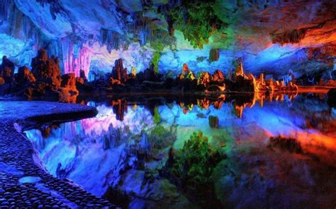 Multicolored Stalagmites and Stalactites in China's Famous Cave