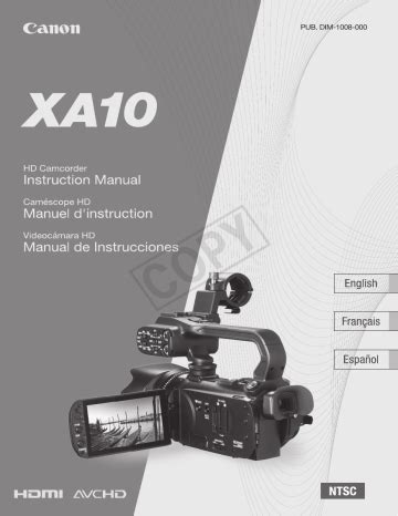 Canon XA10 HD Camcorder Manual | Manualzz