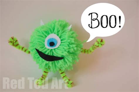 Monsters Inc Craft: Mike Pom Pom - Red Ted Art - Kids Crafts