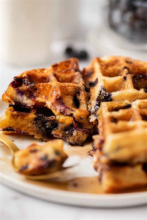 The Best Blueberry Waffles - Baking Mischief