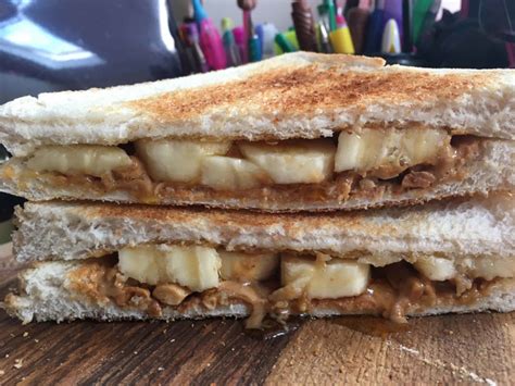 Banana, Peanut Butter and Syrup Toasted Sandwich Recipe - Toastie Recipes